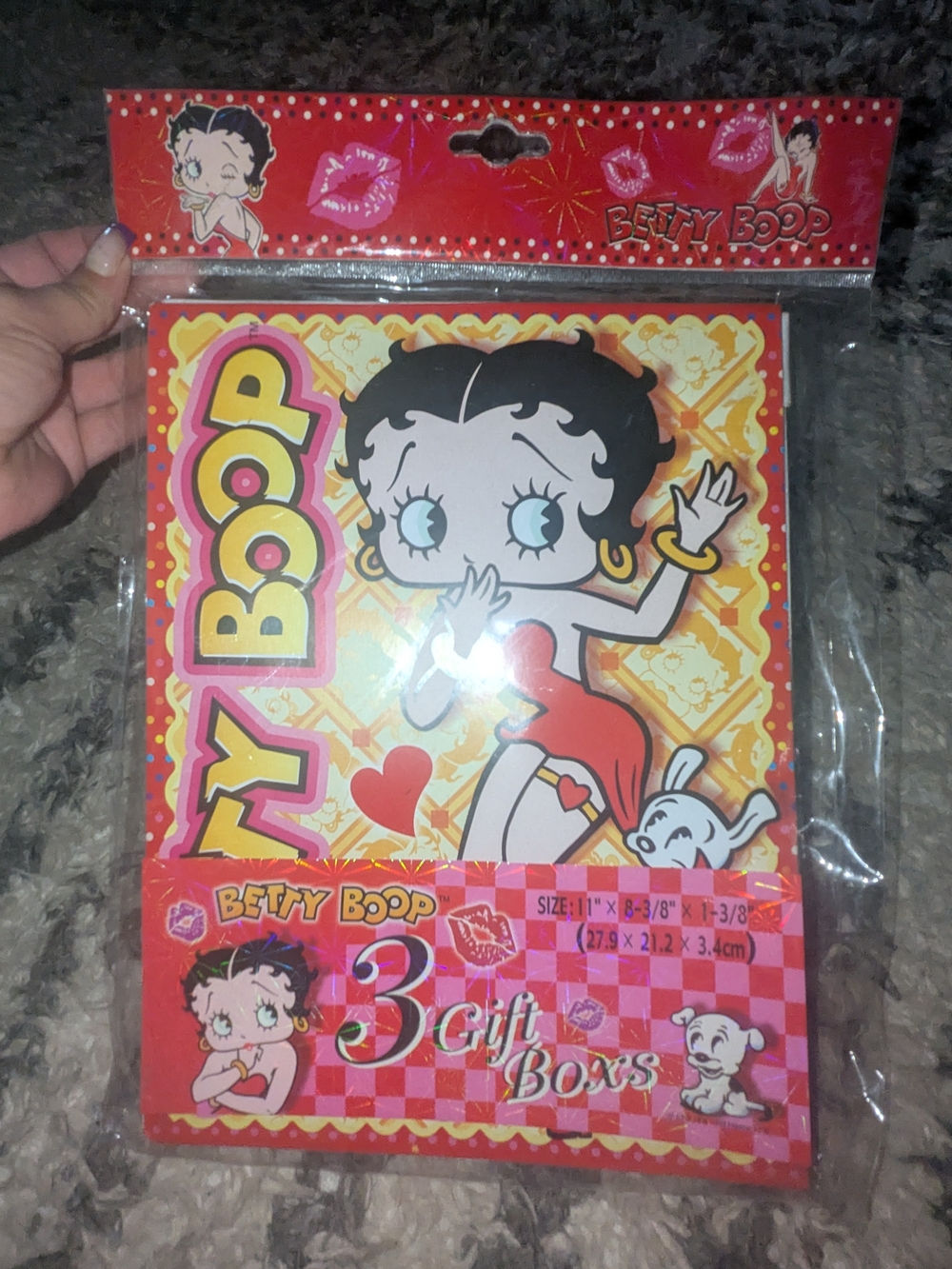 Betty Boop Red and Yellow Graphic Gift Boxes - 3 Pack